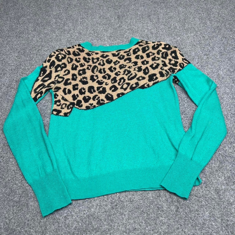 BCBGMAXAZRIA green leopard print sweater Size Small - Picture 2 of 7
